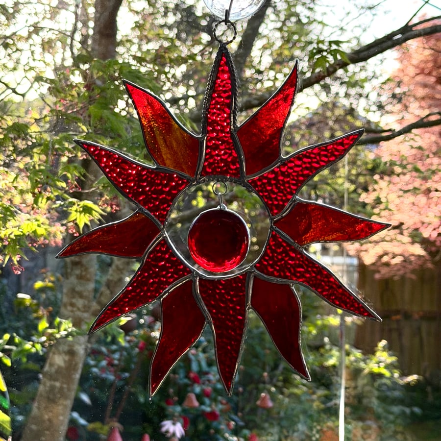 Sunburst stained glass suncatcher