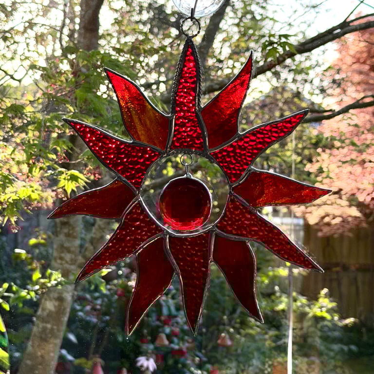 Sunburst stained glass suncatcher