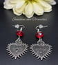 Gothic All Seeing Eye Earrings - Red Heart Earrings - Handmade - Drop Earrings - Image 5