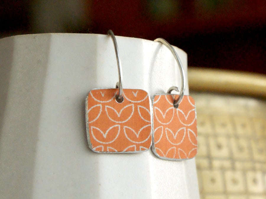 Light orange square drop earrings