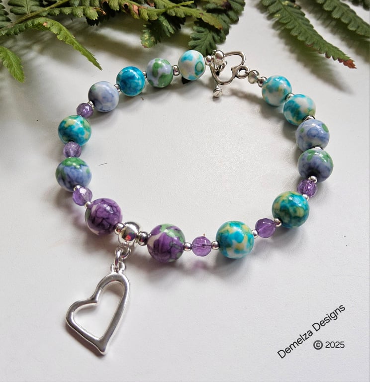 Designer Variscite & Lavender Amethyst Bracelet 