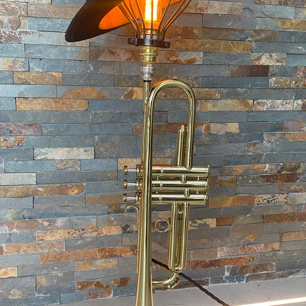 Unique up-cycled Trumpet table lamp