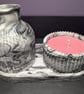 Black & White Eco Resin Tray, Vase & Candle Set