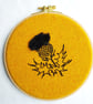 Mustard Scottish thistle embroidery art, 6.5" - Image 2