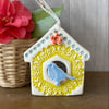 Ceramic bird house decoration yellow