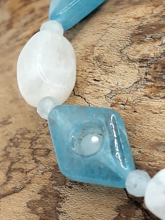 Cirrus. Aquamarine and Rainbow Moonstone Stone Bracelet by B.D.S.