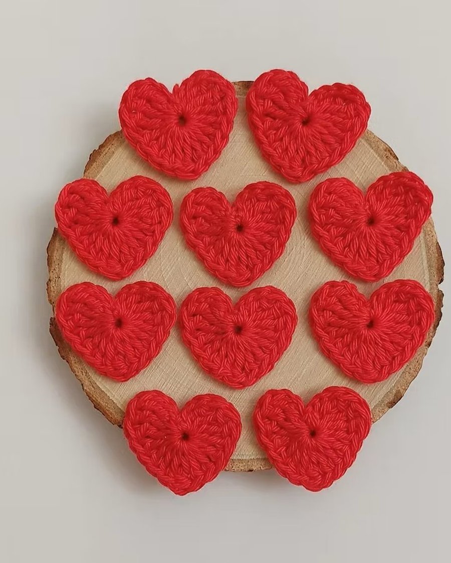 Handmade Crochet Red Hearts – Perfect for Valentine’s, Anniversaries