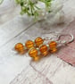 sterling silver amber earrings,  genuine amber drop earrings - Image 1