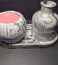 Black & White Eco Resin Tray, Vase & Candle Set