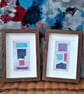 Colourful Combinations Pink Purple Blues Handstitched Geometric Art Pictures - Image 6