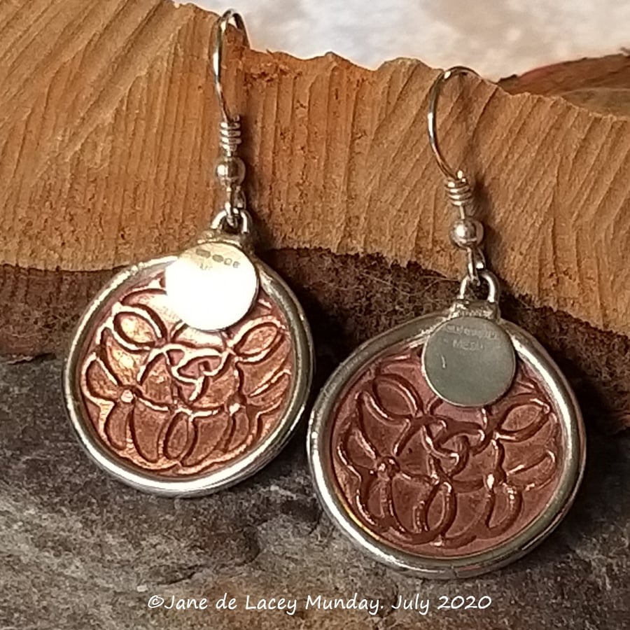 Silver and Copper Earrings