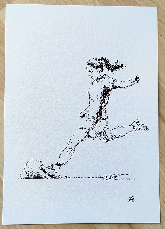 "She Plays" - A Contemporary Ink Drawing of a Female Footballer