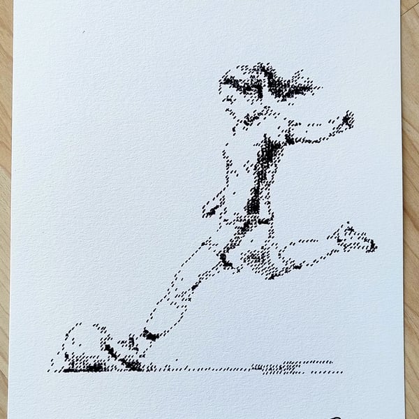 "She Plays" - A Contemporary Ink Drawing of a Female Footballer