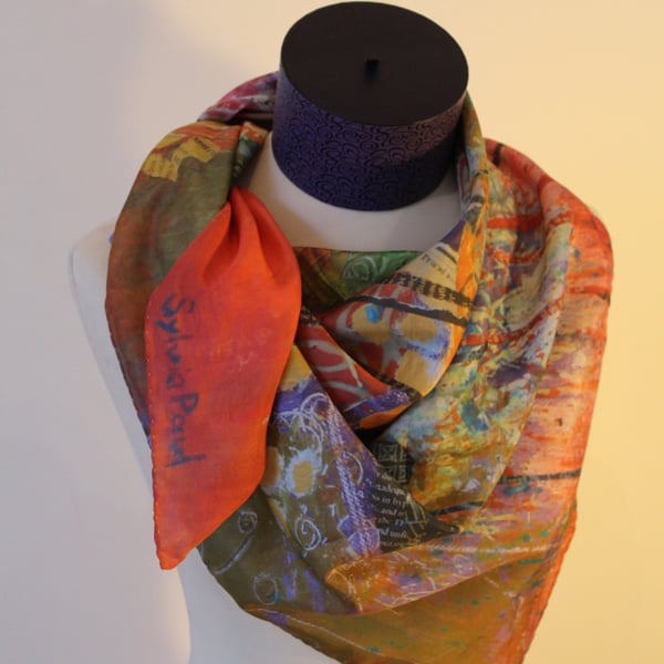 Digitally Printed Large Silk Scarf from my Original Art