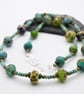 lampwork glass and turquoise gemstone beaded necklace
