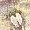 Sterling Silver Feathers & Prehnite Earrings