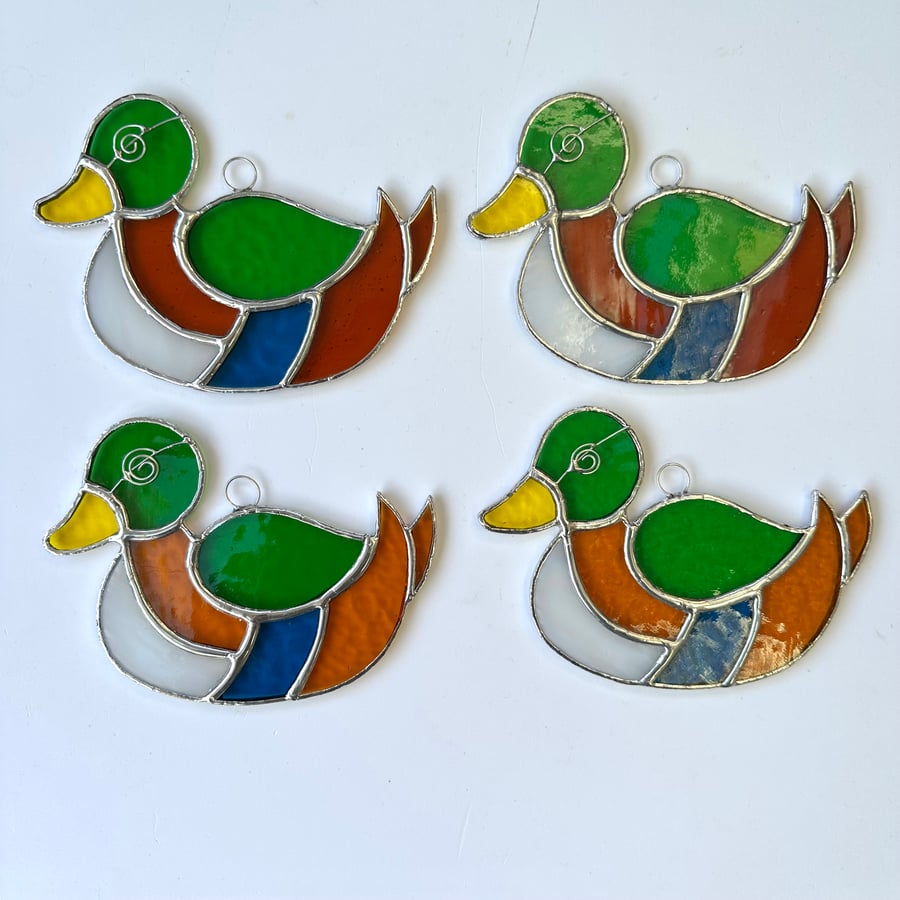 Stained Glass Mallard Duck Suncatcher - Handmade Hanging Window Decoration
