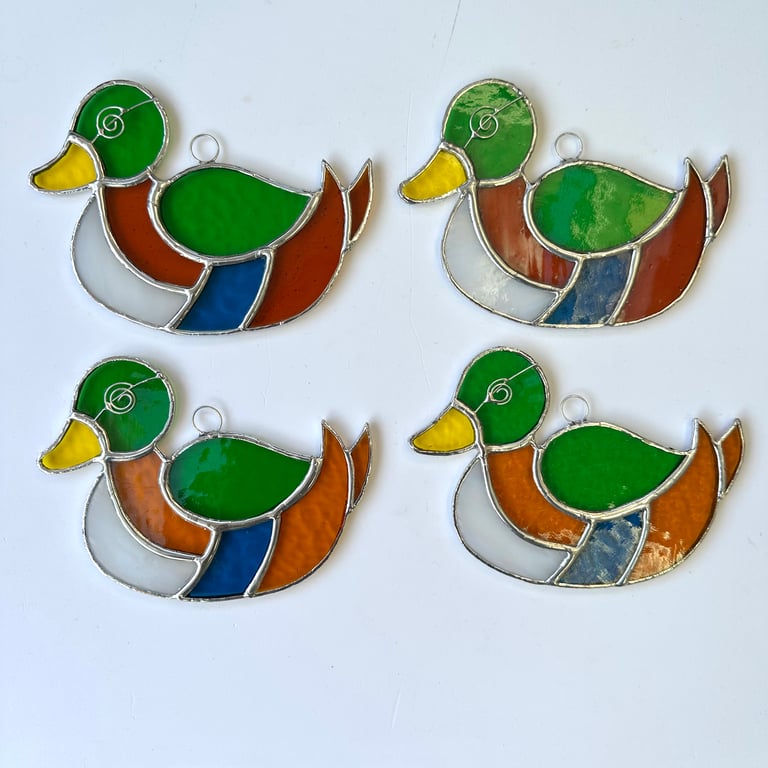 Stained Glass Mallard Duck Suncatcher - Handmade Hanging Window Decoration