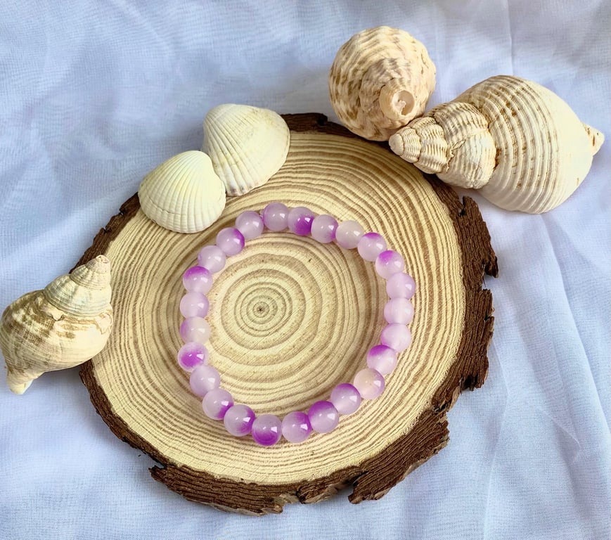 Handmade Glass Bead Bracelet Purple Power Stackable Beaded Bracelet Colourful Je