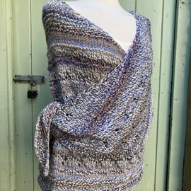 Asymmetrical Hand Knitted Generous Wrap