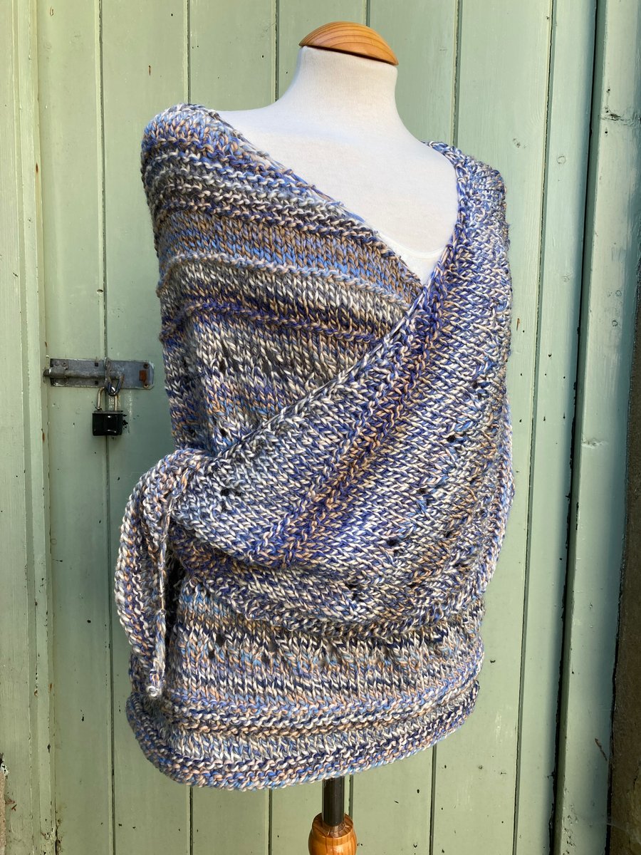 Asymmetrical Hand Knitted Generous Wrap