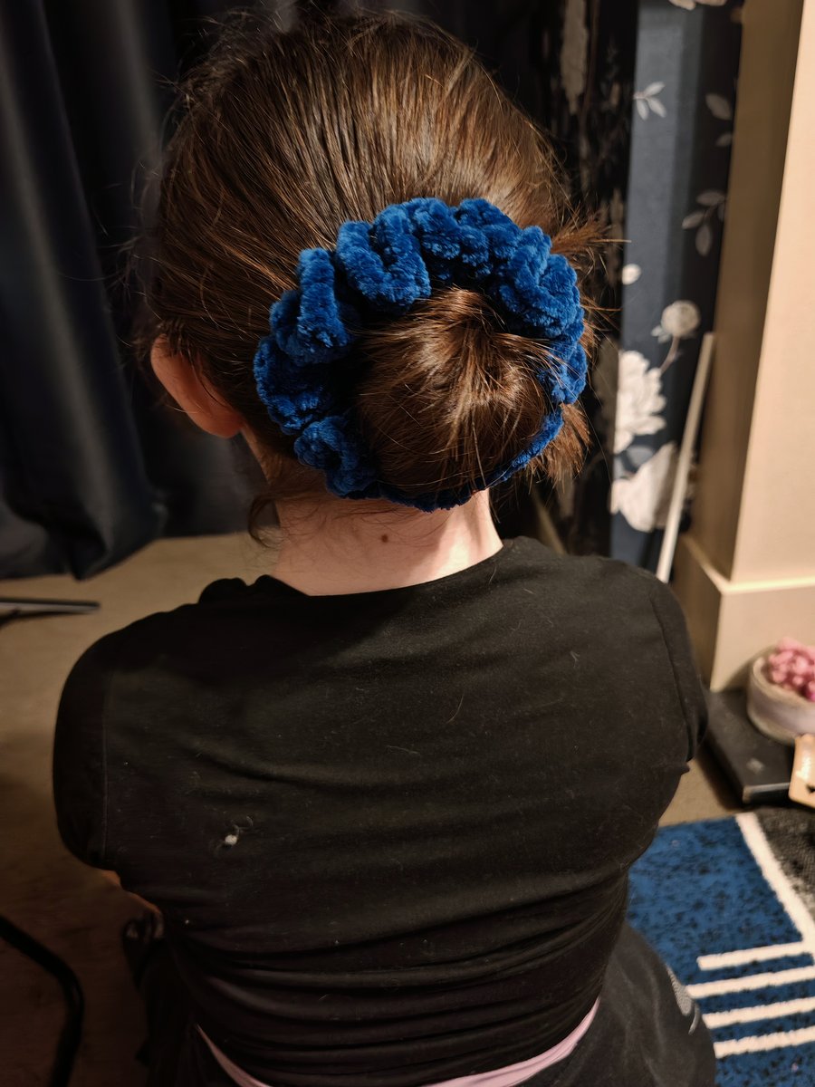 Dark blue chenille hair scrunchie 
