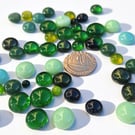 Green Fused Glass Dots COE 90 Bullseye Glass Cabochons  100g