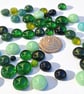 Green Fused Glass Dots COE 90 Bullseye Glass Cabochons  100g