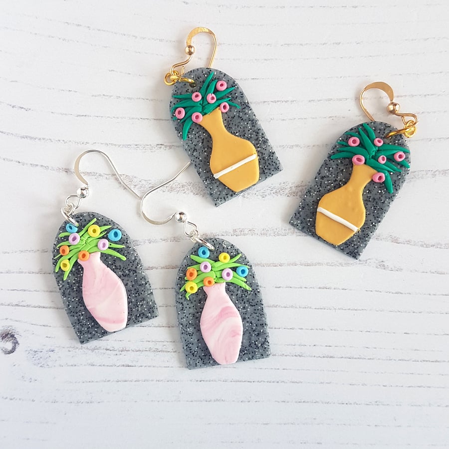 Plant themed arch drop earrings CHOOSE YOUR STYLE