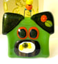 Sparkly green dog glass suncatcher