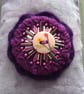 Hand Embroidered Pink Button Lavender Bag - Image 2