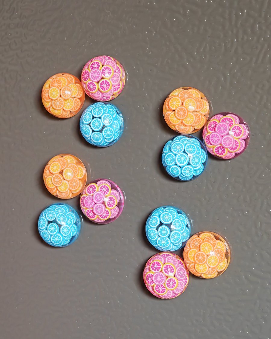 Handmade Resin Fruit Magnet Set: Citrus Slice Fridge Magnets- Summer Decor Gift