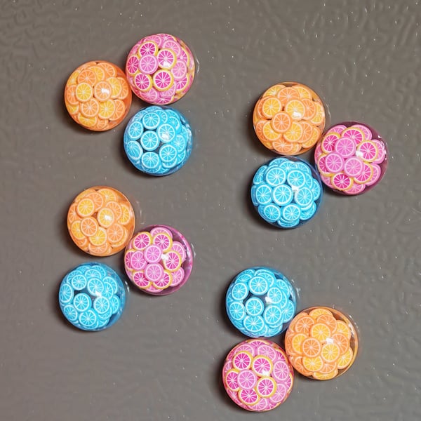 Handmade Resin Fruit Magnet Set: Citrus Slice Fridge Magnets- Summer Decor Gift