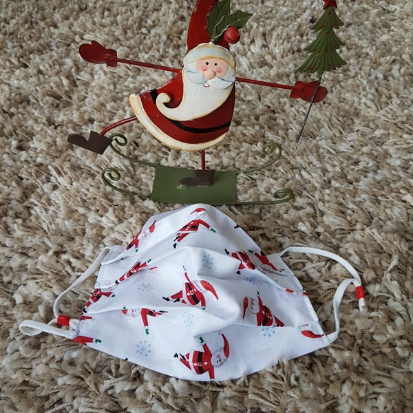 Adult festive face covering – Dancing Santa print