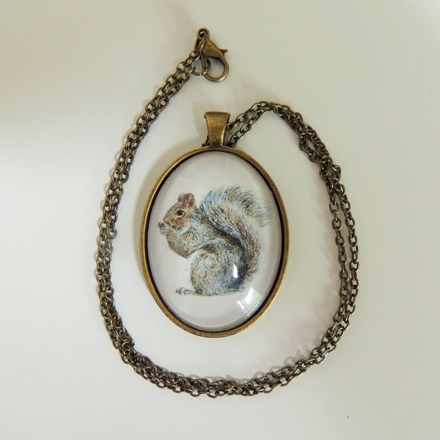 Grey Squirrel Pendant Necklace - Simply Bronze Style