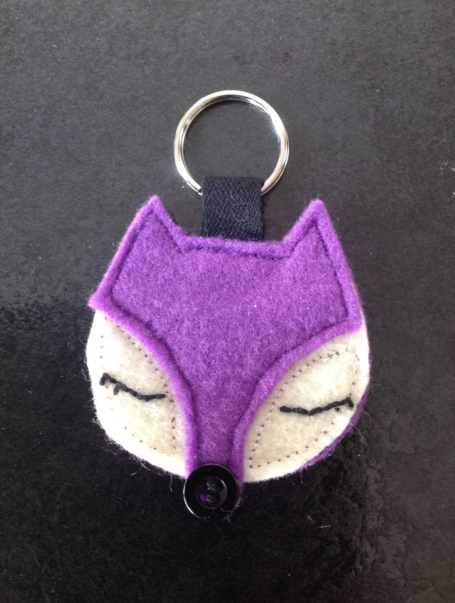 Purple Sleepy Fox Keyring