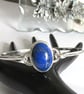 Lapis Lazuli Bangle Solid Sterling Silver 925 , Oval bangle - Image 1