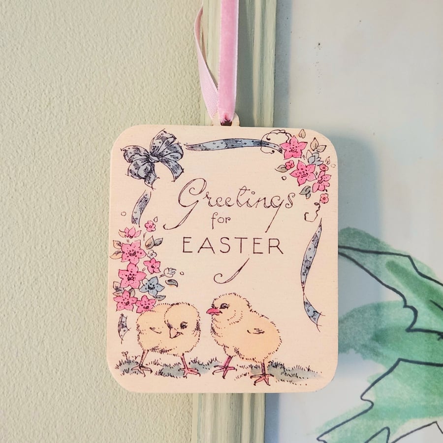 Wooden Easter Chick Hanging Decoration Gift