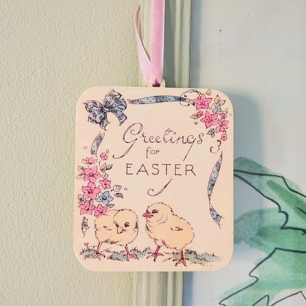 Wooden Easter Chick Hanging Decoration Gift