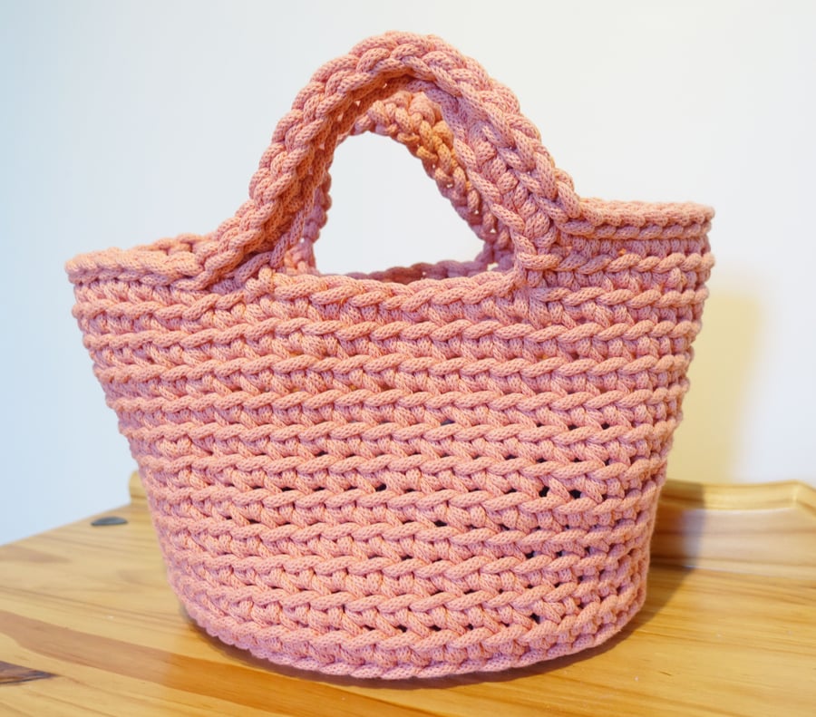Tote Bag Ice Cream Colours Crochet Cotton Sturdy Funky Recycled Yarn