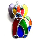 Dog Suncatcher Blue Tum Stained Glass Rainbow Patchwork 001