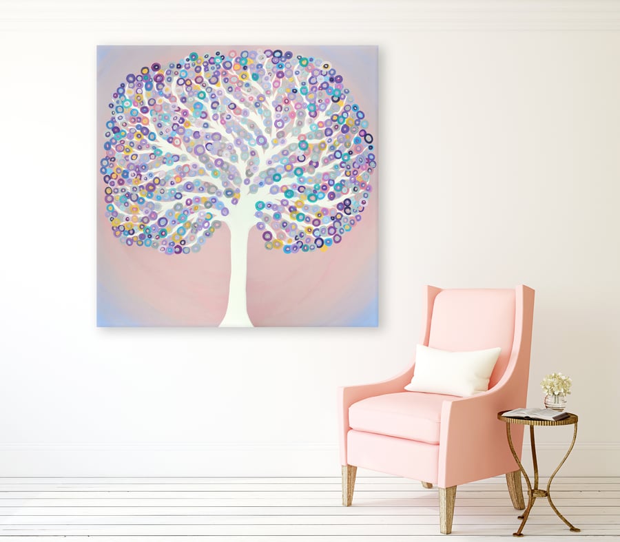 Pink Abstract Tree Painting