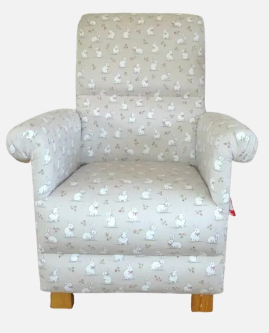 Bunnies Taupe Armchair Adult Chair iLiv Woodland Rabbits Taupe Nursery Small 