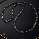 Handmade Black Hematite & Gold Tone Men’s Necklace – 26 Inch – Any Size Availabl