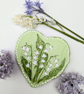 Lily of the valley hand-painted slate heart coaster  - Image 2