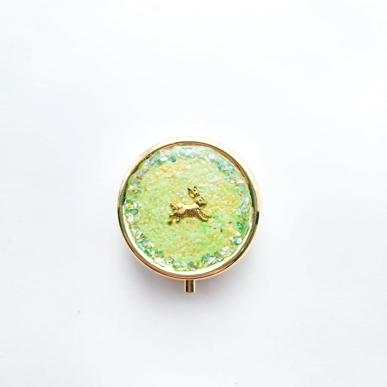 Bunny Trinket Box, Keepsake Box with Gold Rabbit, Small Jewellery Box