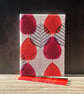 Handmade A5 Journal, 1950s Red and Orange Leaf Design Vintage Barkcloth Fabric - Image 4