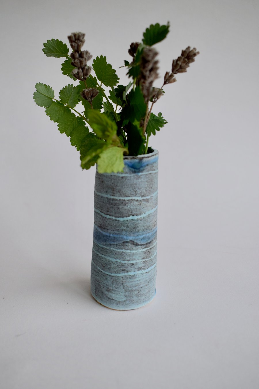 Dusty Blue Ceramic Vase for Flowers