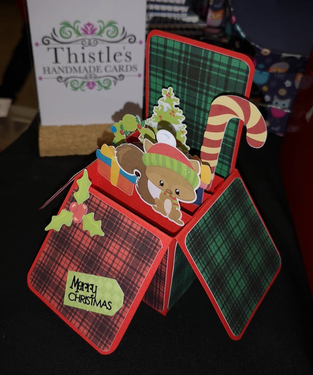 Tartan Christmas Card with Squirrel - can be personalised 