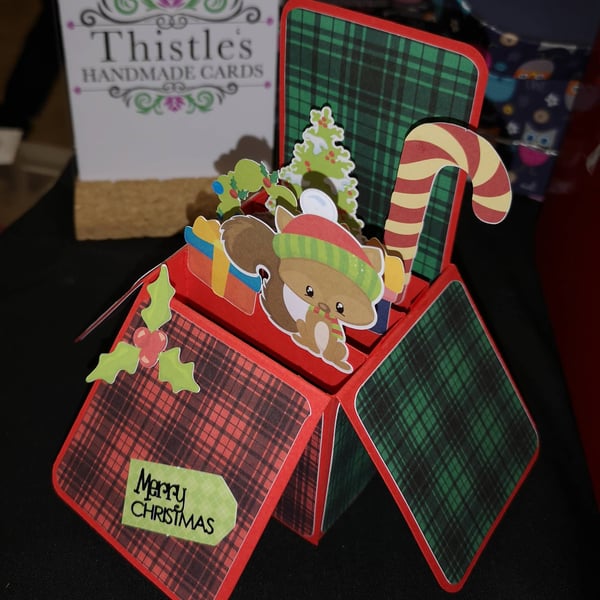 Tartan Christmas Card with Squirrel - can be personalised 